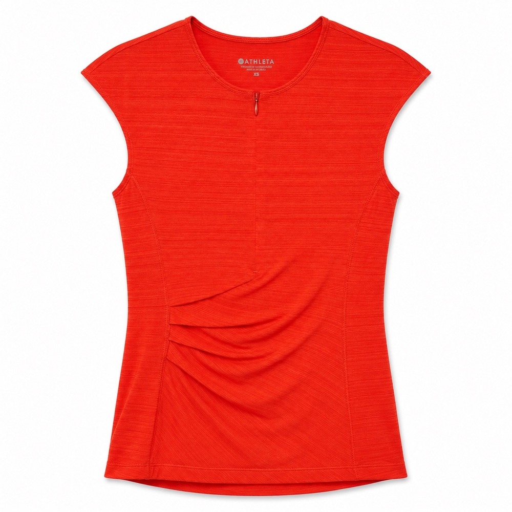 Athleta‎ Orange Ruched Athletic Top XS Sleeveless Activewear Shirt
